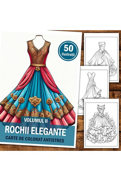 Legendary Gifts Anti-stress Coloring Book, 50 Illustrations, Elegant Dresses - Volume Ii, 106 Pages, Format: A5