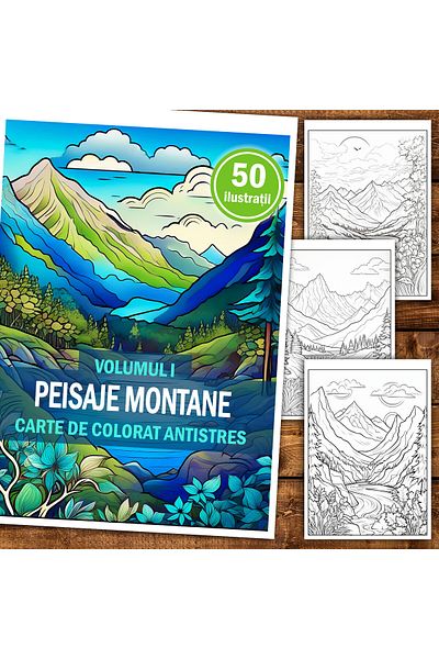 Legendary Gifts Anti-stress Coloring Book, 50 Illustrations Mountain Landscapes - Volume I, 106 Pages, Format: A5