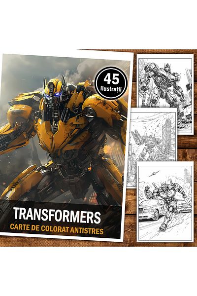 Legendary Gifts Anti-stress Coloring Book, 45 Transformers Illustrations, 96 Pages, Format: A5