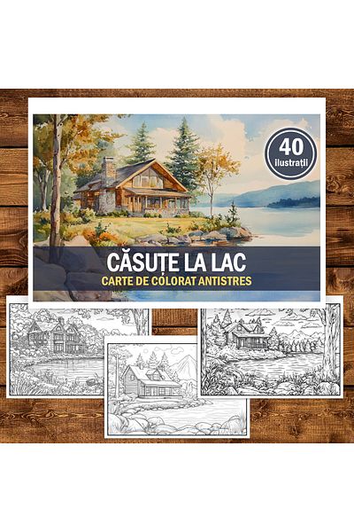 Legendary Gifts Anti-stress Coloring Book, 40 Illustrations, Houses At The Lake, 86 Pages, Format: A5