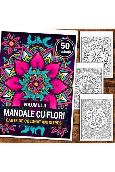 Legendary Gifts Anti-stress Coloring Book, 50 Illustrations Mandalas With Flowers - Volume Ii, 106 Pages, Format: A5