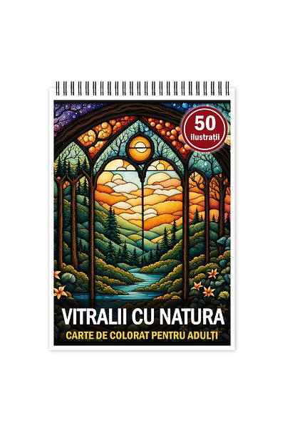 Legendary Gifts Anti-stress Coloring Book, 50 Illustrations, Stained Glass With Nature, 106 Pages, Format: A5