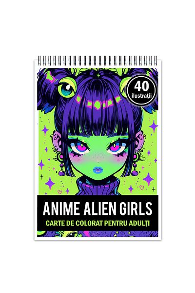 Legendary Gifts Anti-stress Coloring Book, 40 Illustrations, Anime Alien Girls, 86 Pages, Format: A5