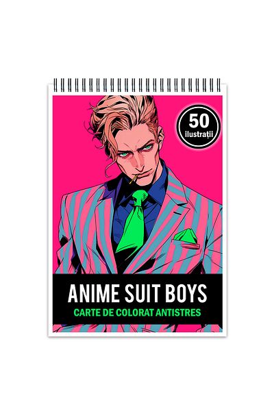 Legendary Gifts Anti-stress Coloring Book, 50 Illustrations, Anime Suit Boys, 106 Pages, Format: A5