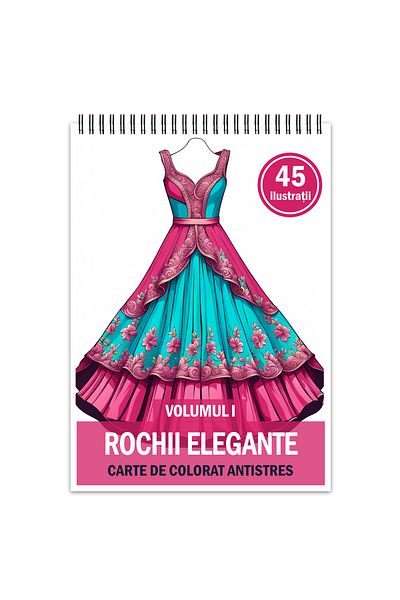 Legendary Gifts Anti-stress Coloring Book, 45 Illustrations, Elegant Dresses - Volume I, 96 Pages, Format: A5