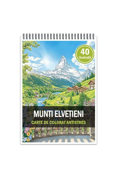 Legendary Gifts Anti-stress Coloring Book, 40 Illustrations Swiss Mountains, 86 Pages, Format: A5