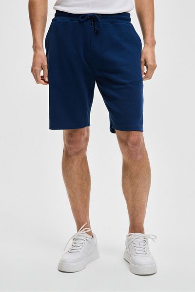 GRIMELANGE Camillo Men's Pocket Zippered Elastic Waist Navy Blue Shorts & Bermuda