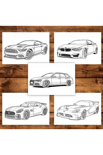 Legendary Gifts Coloring Book, 50 Illustrations, Super Cars, 106 Pages, Format: A5