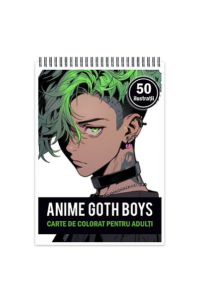 Legendary Gifts Adult Coloring Book, 50 Illustrations, Anime Goth Boys, 106 Pages