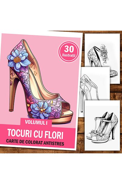 Legendary Gifts Anti-stress Coloring Book, 30 Illustrations Flower Heels - Volume I, 66 Pages, Format: A5