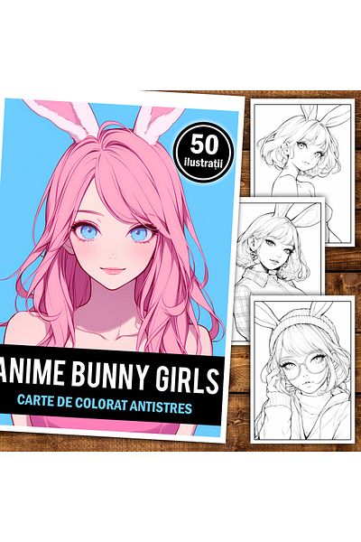 Legendary Gifts Anti-stress Coloring Book, 50 Illustrations, Anime Bunny Girls, 106 Pages, Format: A5