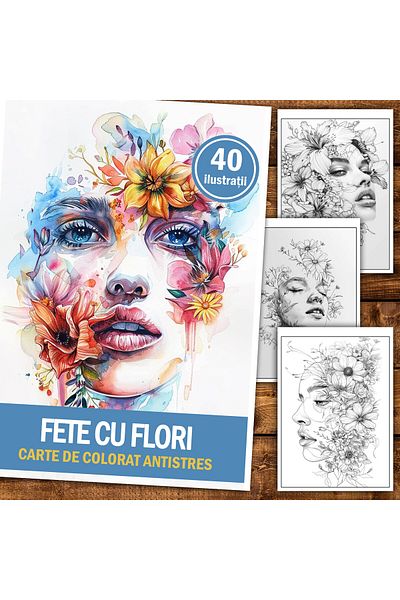 Legendary Gifts Anti-stress Coloring Book, 40 Illustrations, Flower Girls, 86 Pages, Format: A5