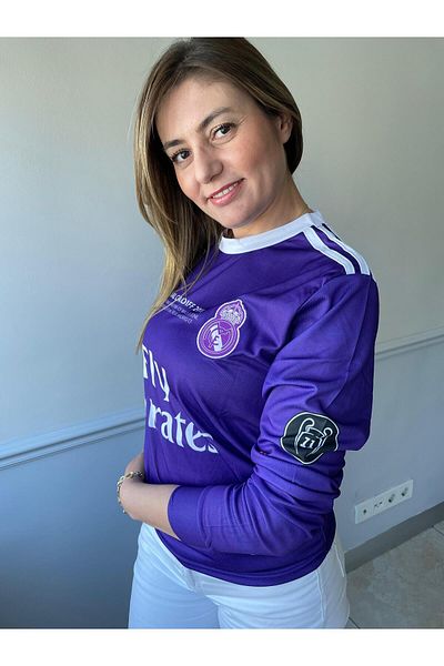 yenteks Ronaldo Real.Madrid 2017 League of Champions Μωβ Μακρύ μανίκι για ενήλικες