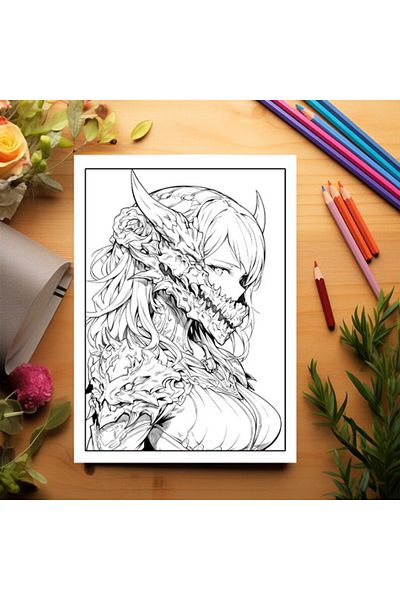 Legendary Gifts Coloring Book, 50 Illustrations, Anime Demon Girls, 106 Pages, Format: A5