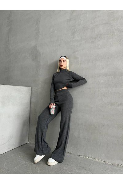 NZL TEKSTİL Italy Cut Full Reglan Finger-Pass Crop Pants Suit