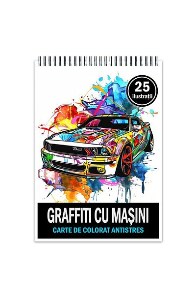 Legendary Gifts Anti-stress Coloring Book, 25 Illustrations, Graffiti With Cars, 56 Pages, Format: A5