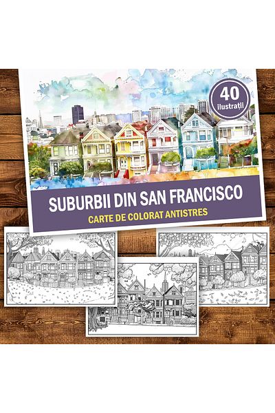 Legendary Gifts Anti-stress Coloring Book, 40 Illustrations Suburbs Of San Francisco, 86 Pages, Format: A5