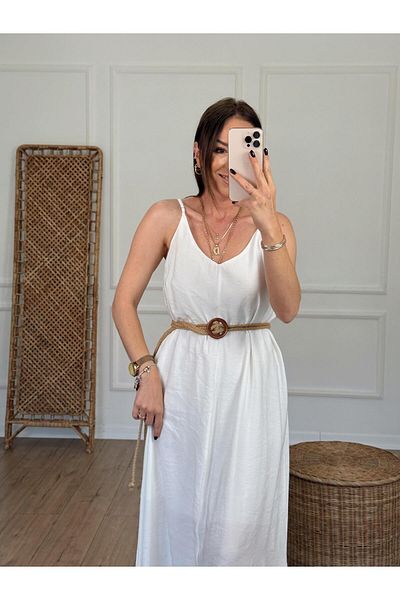 X-Young Strapped v-neck dress ecru