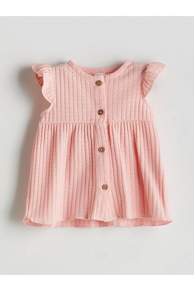 LC Waikiki Lcw Baby Pink Crew Neck Textured Baby Girl Blouse and Shorts 2-Pack