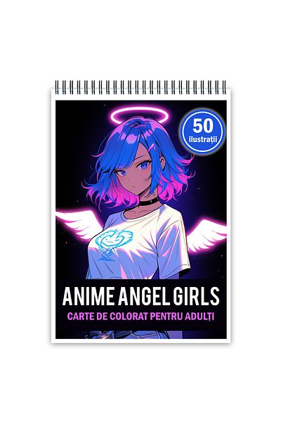 Legendary Gifts Anti-stress Coloring Book, 50 Illustrations, Anime Angel Girls, 106 Pages, Format: A5i