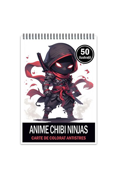Legendary Gifts Anti-stress Coloring Book, 50 Illustrations, Anime Chibi Ninjas, 106 Pages, Format: A5