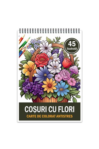 Legendary Gifts Anti-stress Coloring Book, 45 Illustrations, Flower Baskets, 106 Pages, Format: A5