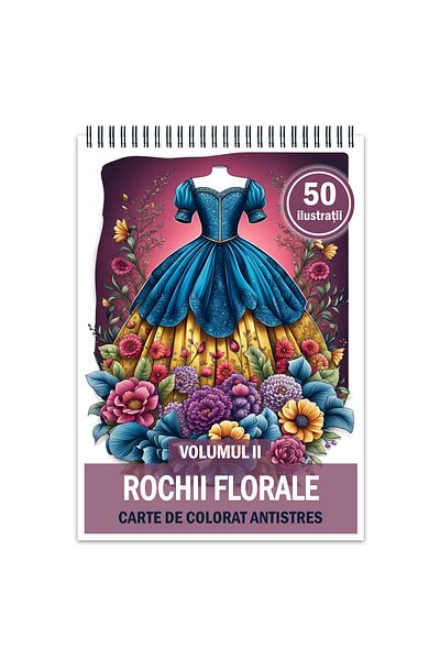 Legendary Gifts Anti-stress Coloring Book, 50 Illustrations, Floral Dresses - Volume Ii, 106 Pages, Format: A5