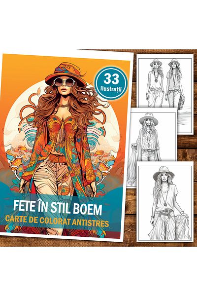 Legendary Gifts Anti-stress Coloring Book, 33 Illustrations Girls In Bohemian Style, 72 Pages, Format: A5