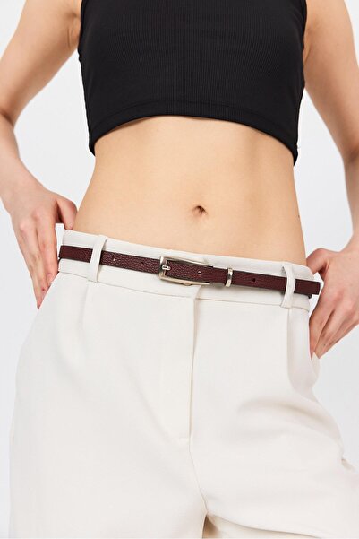 Rays Bordo İnce Uzun Tokalı Kemer 413