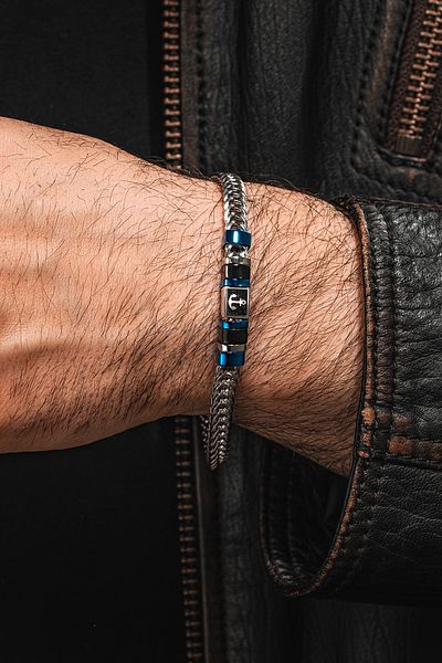OSMANLI GÜMÜŞ Anchor Milano 316L Steel Italian Gourmet Chain Anchor Motif Bracelet for Men - Glossy