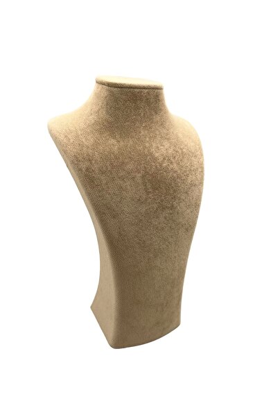 MeGass Dekor Suede Fabric Milk Coffee Color Length 27/12 cm Necklace Jewelry Display Manikin