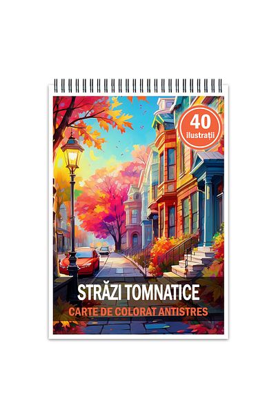 Legendary Gifts Anti-stress Coloring Book, 40 Autumn Streets Illustrations, 86 Pages, Format: A5
