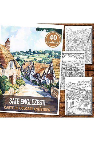 Legendary Gifts Anti-stress Coloring Book, 40 Illustrations English Villages, 86 Pages, Format: A5