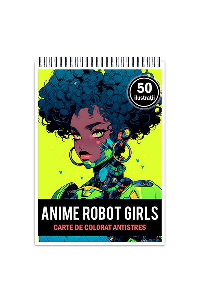 Legendary Gifts Anti-stress Coloring Book, 50 Illustrations, Anime Robot Girls, 106 Pages, Format: A5