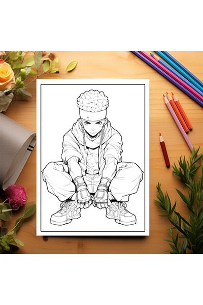 Legendary Gifts Adult Coloring Book, 50 Illustrations, Anime Bling Boys, 106 Pages, Format: A5