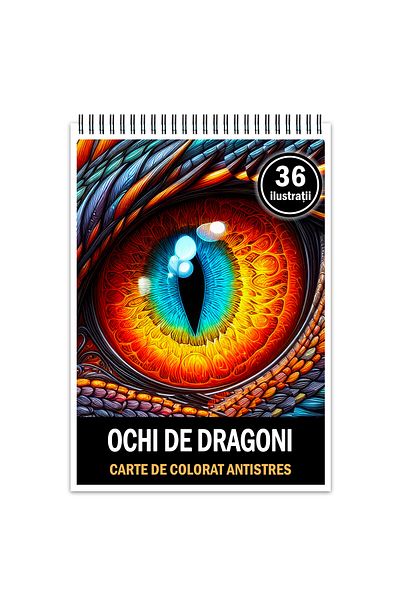 Legendary Gifts Anti-stress Coloring Book, 36 Dragon Eyes Illustrations, 78 Pages, Format: A5
