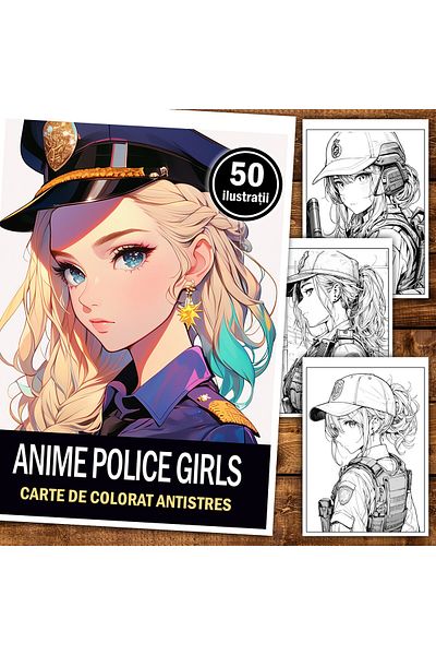 Legendary Gifts Anti-stress Coloring Book, 50 Illustrations, Anime Police Girls, 106 Pages, Format: A5