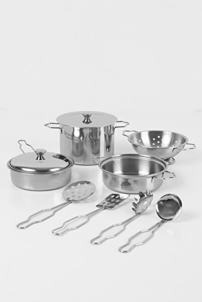 ROZİTOYS 11 Parça Çelik Tencere Tava Seti, Çocuk Çeliktencere Tava Seti 3815-6