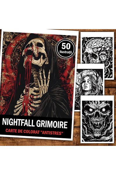 Legendary Gifts Anti-stress Coloring Book, 50 Nightfall Grimoire Illustrations, 106 Pages, Format: A5