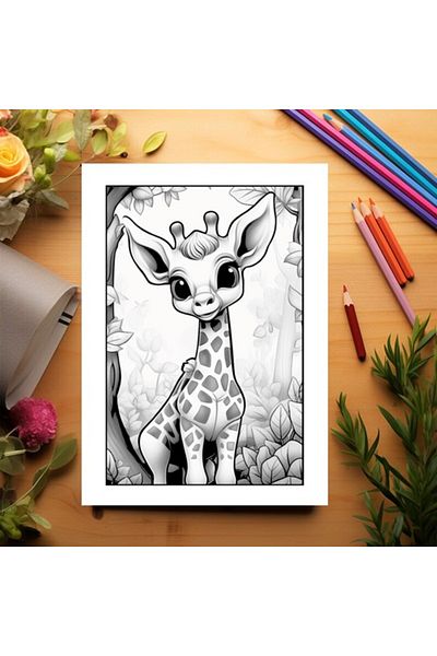 Legendary Gifts Coloring Book, 50 Illustrations, Cute Giraffes, 106 Pages, Format: A5