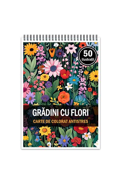 Legendary Gifts Anti-stress Coloring Book, 50 Flower Gardens Illustrations, 106 Pages, Format: A5