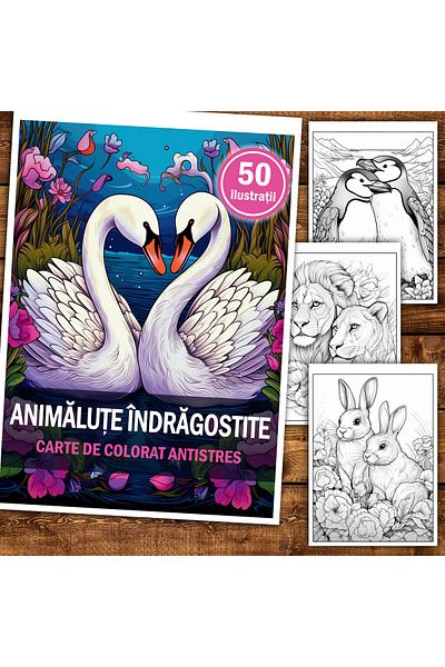 Legendary Gifts Anti-stress Coloring Book, 50 Illustrations Of Animals In Love, 106 Pages, Format: A5