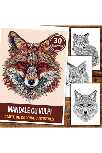 Legendary Gifts Anti-stress Coloring Book, 30 Mandala Illustrations With Foxes, 106 Pages, Format: A5