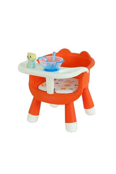 Flippy Scaun Copii 2 în 1, Tavă Detasabilă, Spătar Ergonomic, +6 Luni, Înălțime 36 cm, Portocaliu