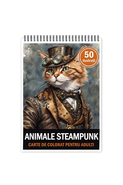 Legendary Gifts Anti-stress Coloring Book, 50 Illustrations, Steampunk Animals, 106 Pages, Format: A5