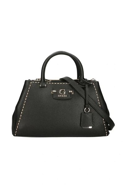 Guess Nastra Society Satchel Women's Black Handbag Hwbg9637060-Bla