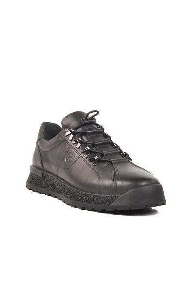 WALKWAY 3K1820 Black Genuine Leather Men's Sneaker