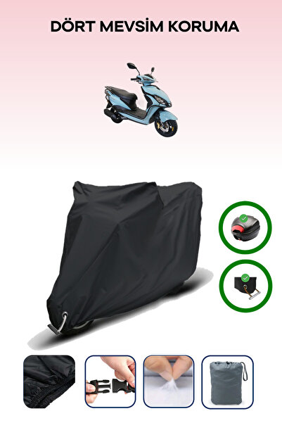 Breen Black (Arora Freedom 50) Motorcycle Tarpaulin, Back Bag and Lock Compat...