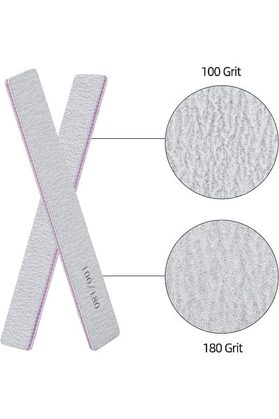 LA PERLA TECH 10 Nail File 100/180 Grit for Acrylic Nails, Professional Buffering Files Double Sided