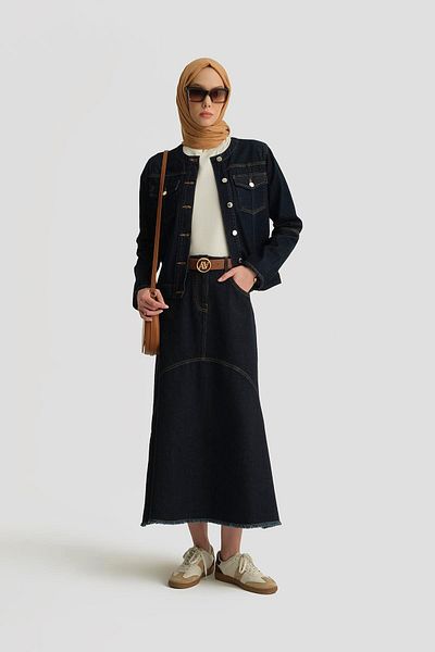 Armine Denim Skirt 25Yd9139 Dark Navy Blue